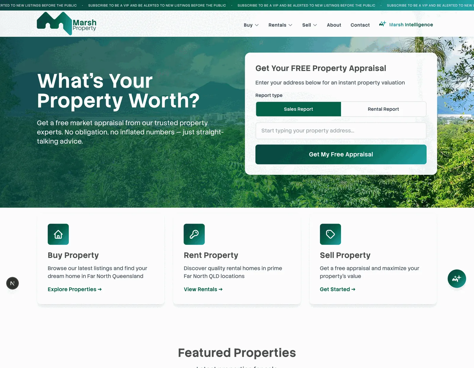 The Marsh Property website with its free appraisal form